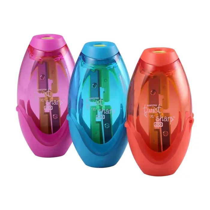Budget Bostitch Twist-n-Sharp Duo 2-Hole Pencil Sharpener, Assorted Colors